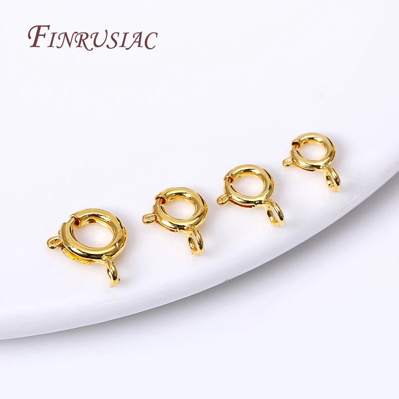 18K Gold Plated Brass Spring Ring Clasp Open Ring Connector for Bracelet Necklace Making Round Jewelry Findings & Components