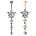 14G Belly Button Rings Stainless Steel Dangle Belly Rings CZ Navel Rings Barbell Belly Piercing Jewelry for Women