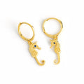 925 Sterling Silver BOHO Summer Beach Jewelry Small Gold Plated Hoop Minimalist Earrings Sea Horse Earrings