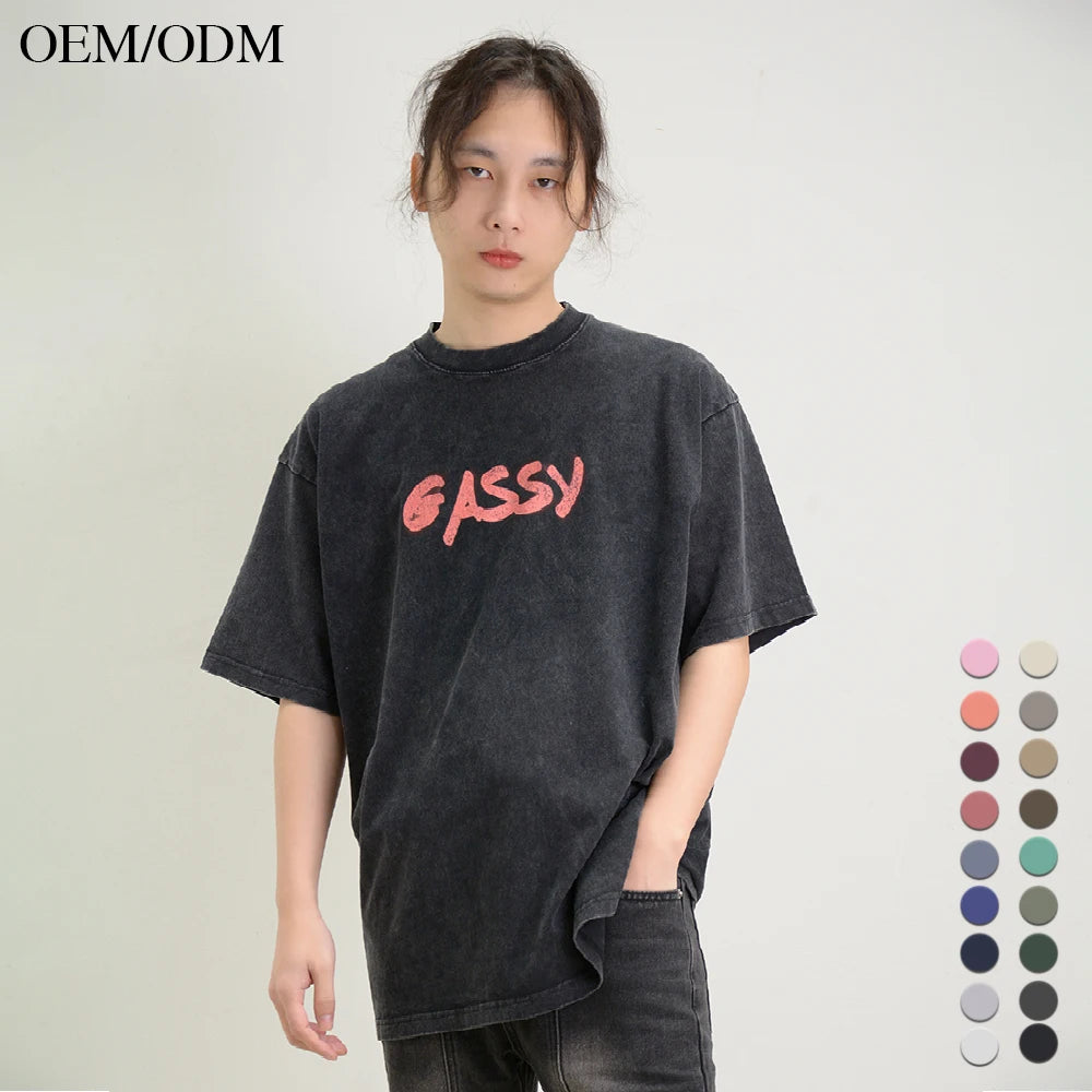YinQu Custom Printing Wholesale With Logo Oversized Vintage High Quality Blank Stone Faded Acid Wash T-shirt for Men