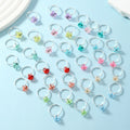 2026 Jincan Children's Plastic Ring Creative Colored Diamond Cartoon Print DIY UV Printed Cute Simple Women's Jewelry Model 006
