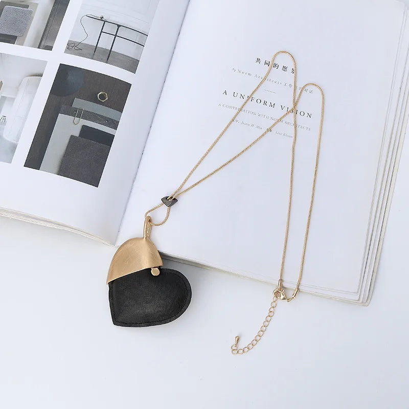 TongLing European Long Sweater Necklace Heart Pendant Necklace for Lover Gift