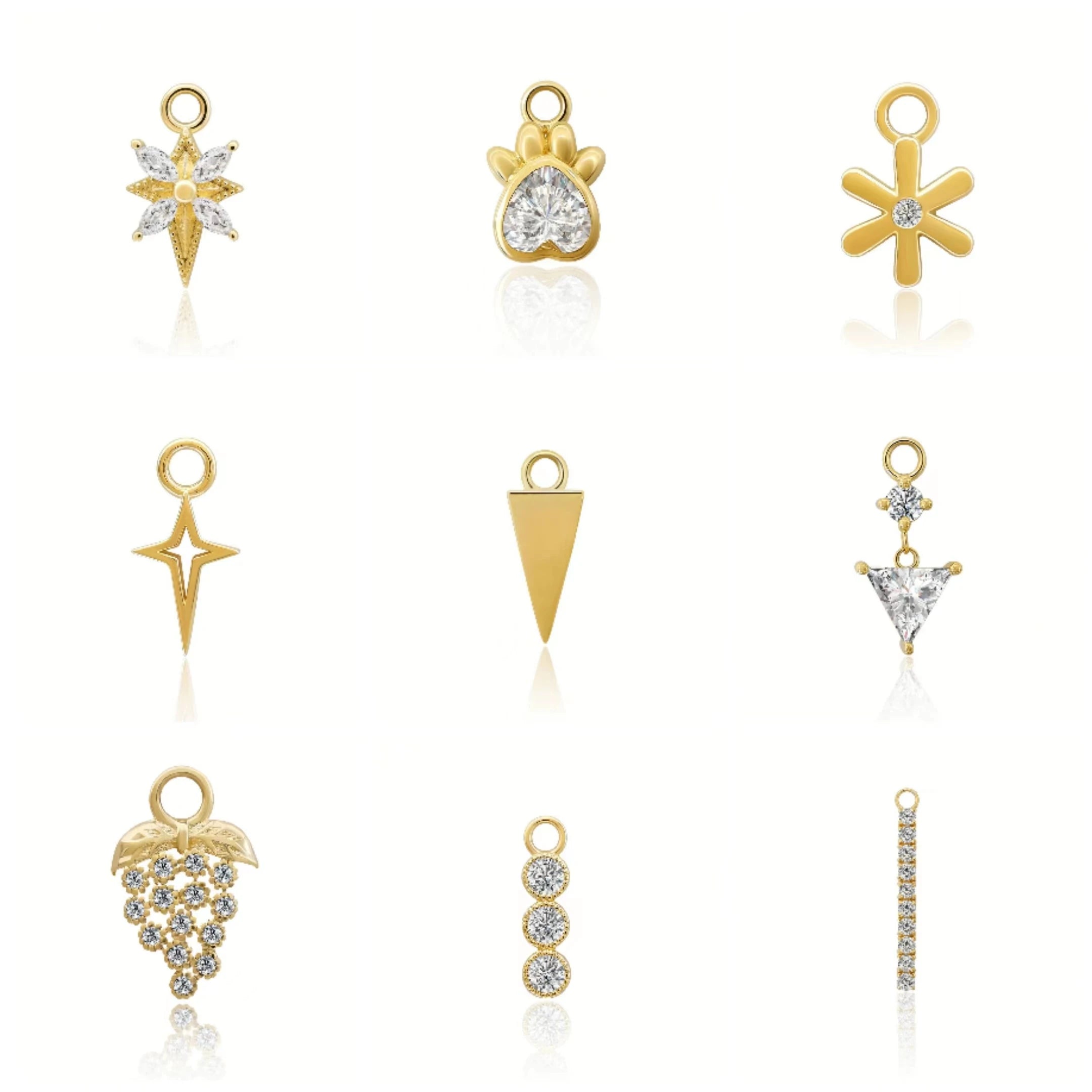 New Arrival AU585 14K Gold Jewelry Moissanite Earrings Pendant Charms Gold Accessory