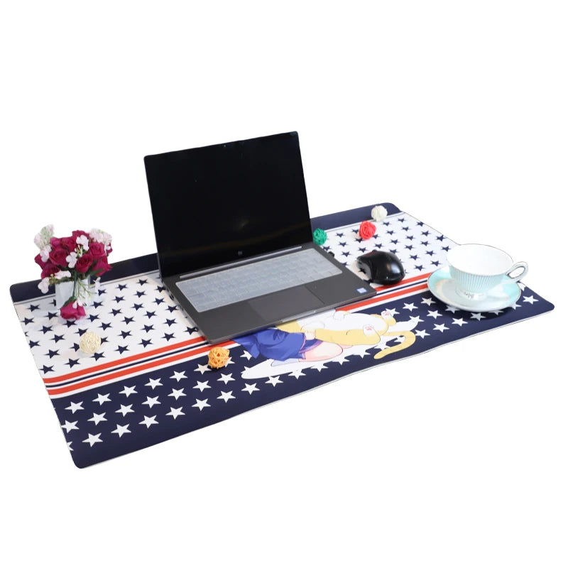 Custom Graphic Print Non Slip Pu Leather Computer Lap Keyboard Desk Gaming Mousepad Mouse Pad Mat