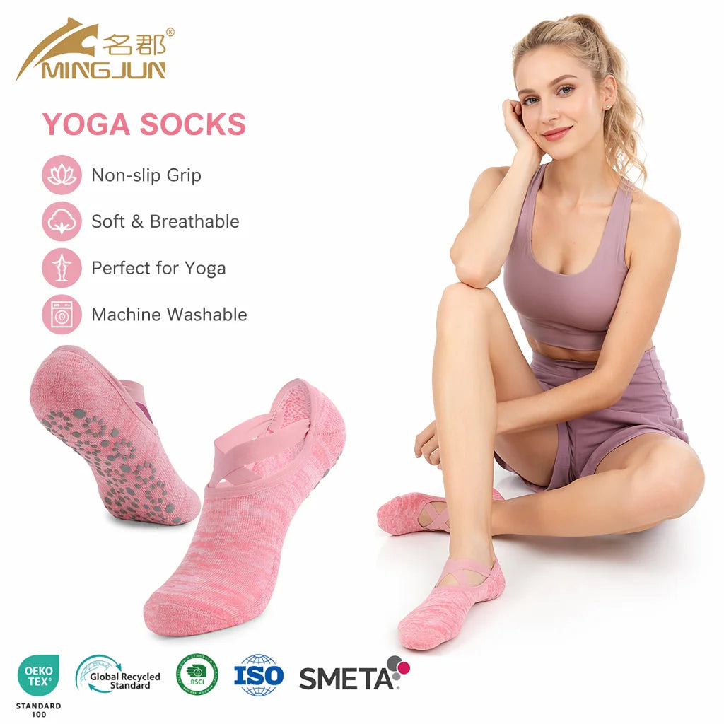 Anti-Skid Grip Womens Youth Spring Ankle Socks Cotton Spandex Breathable Anti-Slip No Show for Yoga Barre Pilates