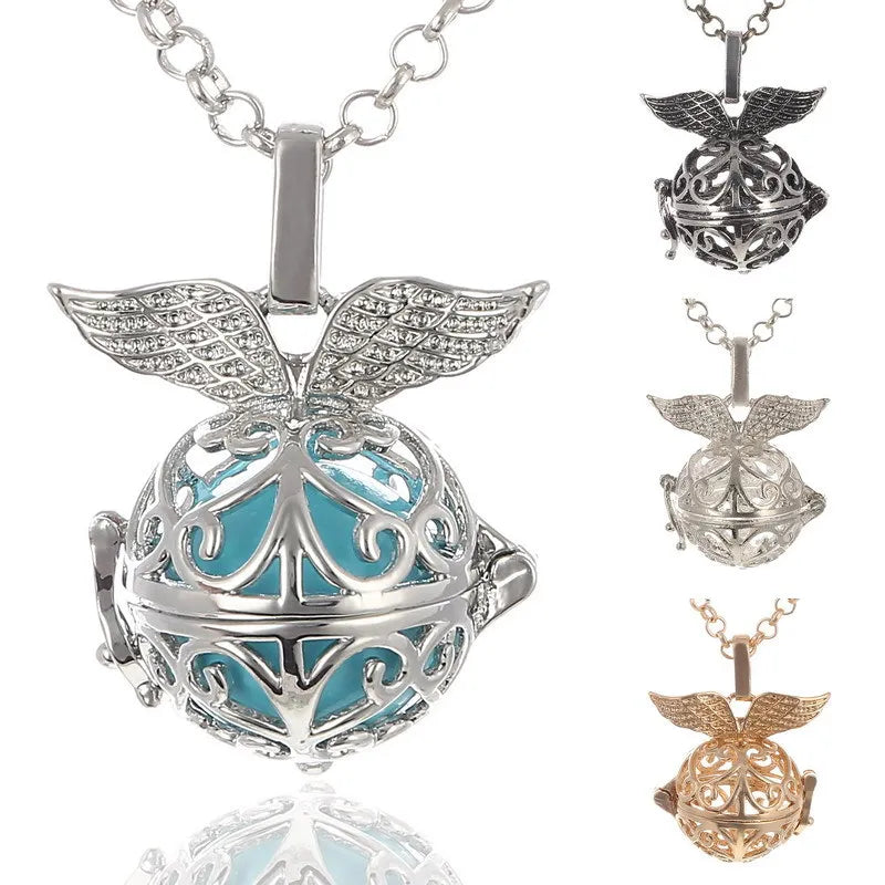 ODM Aromatherapy Angel Wing Caller Ball Cage Pendant Oil Diffuser Necklace for Lover