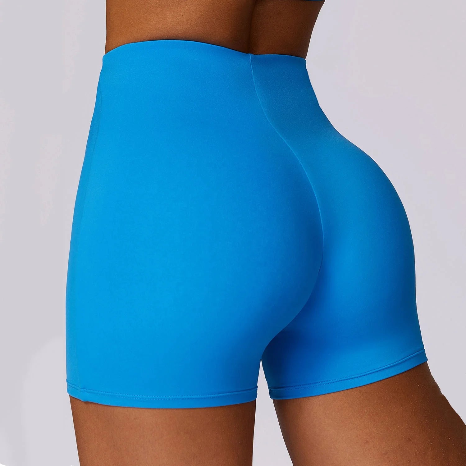 High Waist Women's Sports Yoga Shorts with Hip Lift No Front T-Line Biker Style Customizable Private Label Slim Body Design