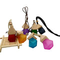 Small Car Perfume Glass Bottle with Wood Lid Empty Lanyard Hanging Diamond Shape Diffuser for Perfume and Deodorant