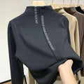 Semi-turtleneck Velvet Blouse Printed T-shirt M--3XL the New Autumn/winter for Ladies Is Fashionable and Warm for Women t Shirts