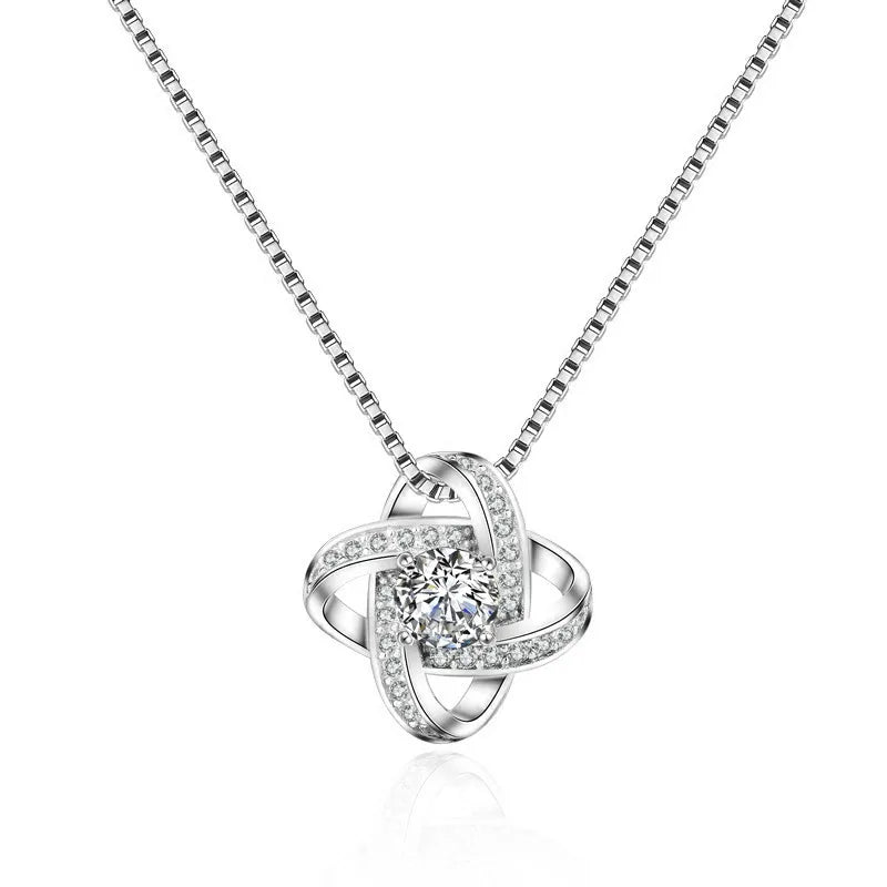 New Arrivals Real 925 Sterling Silver Crystal Clover Necklaces Pendant Hot Sale Pure Silver Jewelry for Women