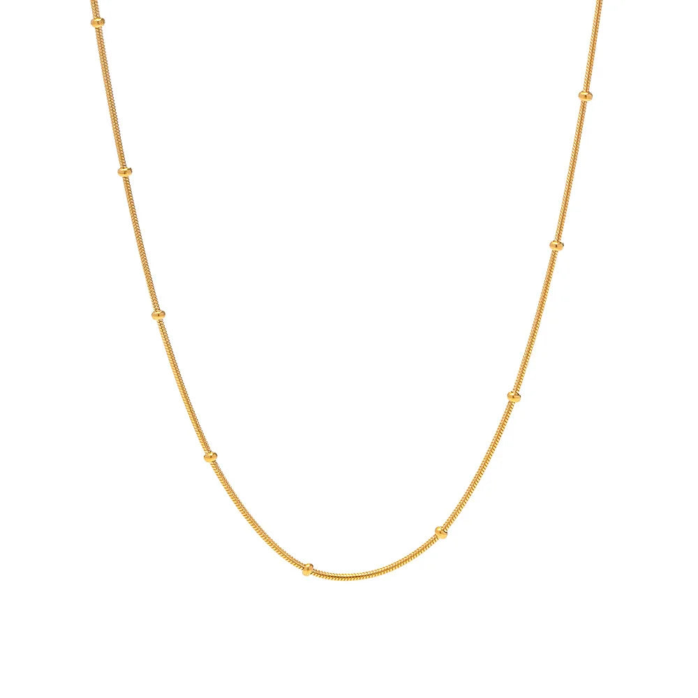 2023 Minimalist Summer Non Fading Bead Chain Clavicle Chain Stainless Steel Geometric Round Bead Snake Chain Necklace