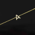 Abiding 18K 14K Real Gold Letter Charm Bracelet Lab Grown Diamond A-Z Personality Name Initials Letter Charm Bracelet
