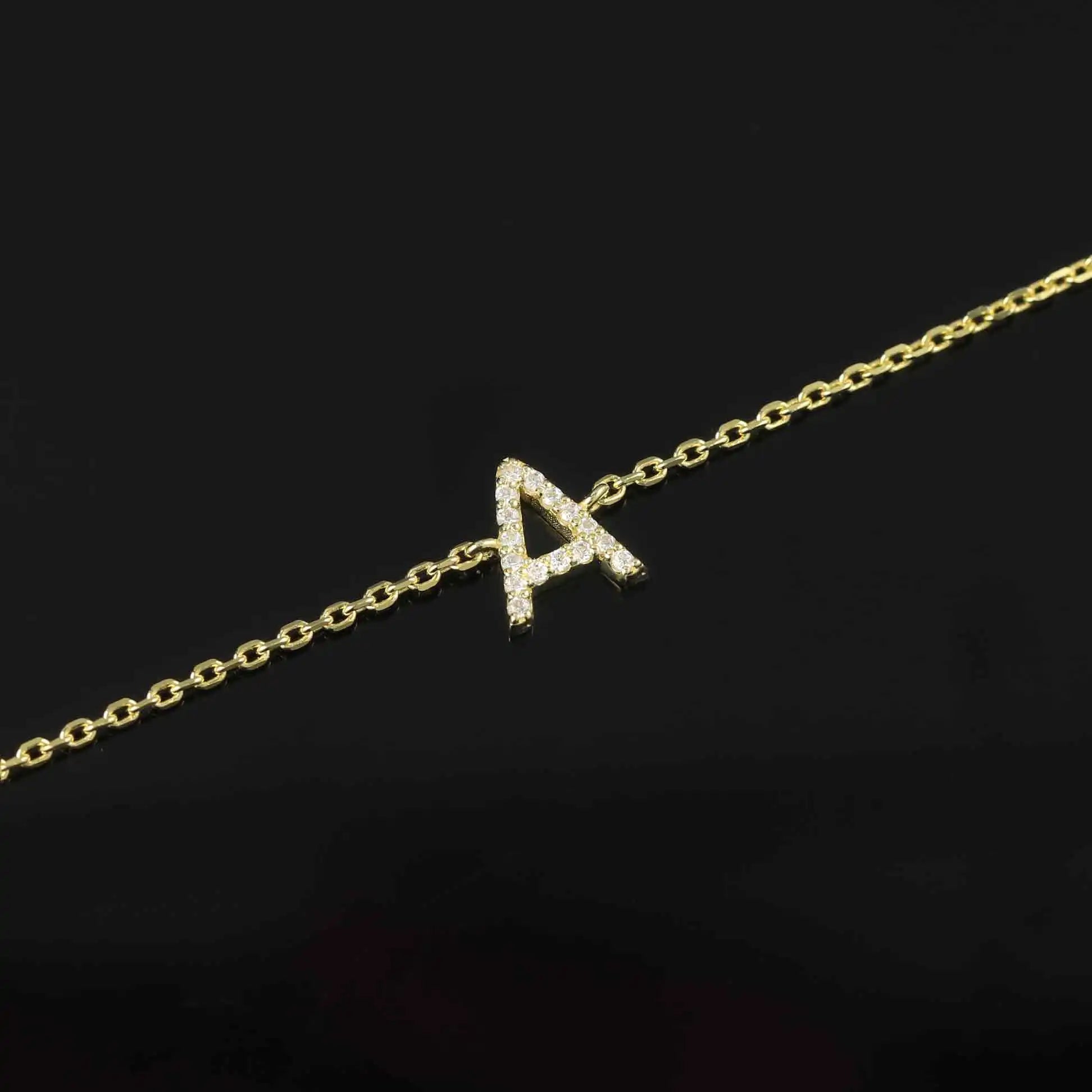 Abiding 18K 14K Real Gold Letter Charm Bracelet Lab Grown Diamond A-Z Personality Name Initials Letter Charm Bracelet