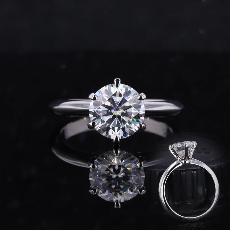 Starsgem Fine Jewelry 14k 18k Solid White Gold 2ct Moissanite Solitarie Moissanite Ring