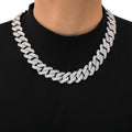 Top Icy 20mm 3rows Moissanite Cuban Chain Box Clasp Luxury Man Hip Hop Necklace 925 Sterling Silver  Moissanite Cuban Necklace
