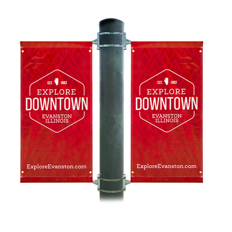 Custom Vinyl Banner Street Light Pole Banners Brackets 18OZ Heavy Duty Outdoor Banner for Campaign