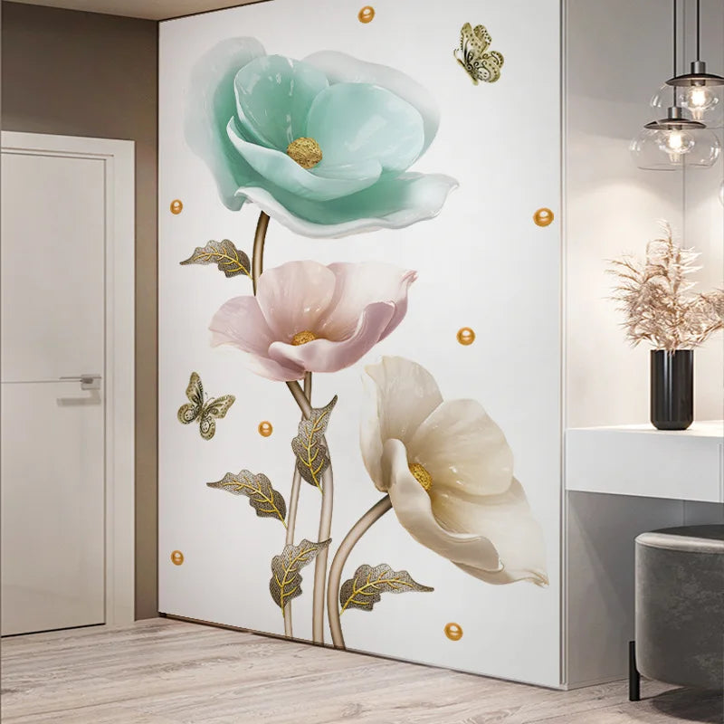 Living Room Decoration 3d Adhesive Stickers Flower for the Wall