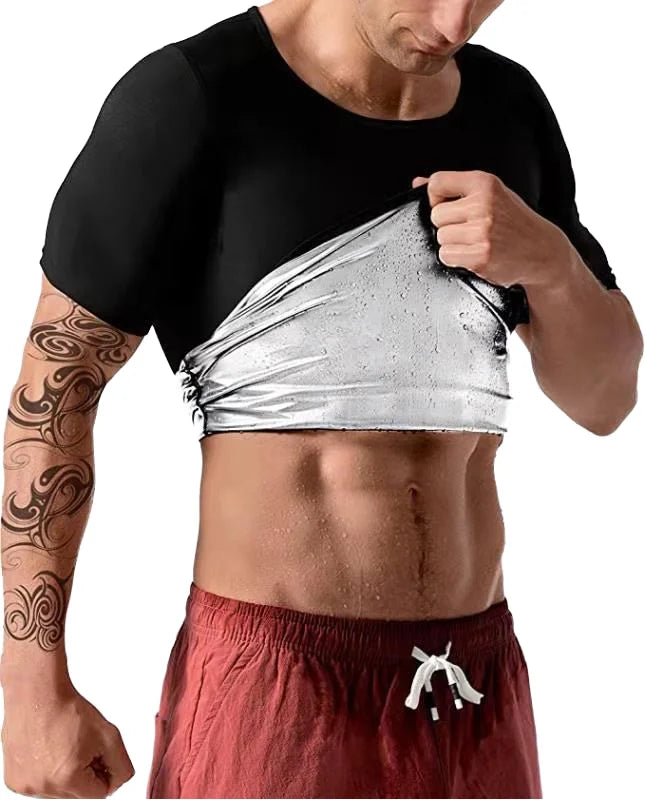 Men's Slimming Body Shaping Vest Seamless Fitness Undershirt Plus Size Option Sauna Shaper T-Shirt for Abdominal Muscle