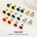 Minimalist 10mm Colorful Round Cubic Zirconia Ear Stud Fashion Gold Silver Color Earrings Daily Anti Allergic