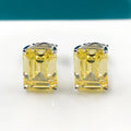 Fashion Yellow Stone Stud Earrings Simple Ladies Jewelry Square Stone Inlay Earrings S925 Silver Stud Earrings for Women