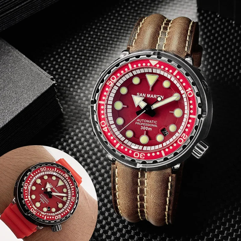 Rts Stock Free Shipment San martin 316L Stainless Steel Cant Mix Color NH35 Automatic 30atm Luminous Diving Watch Men for Sale