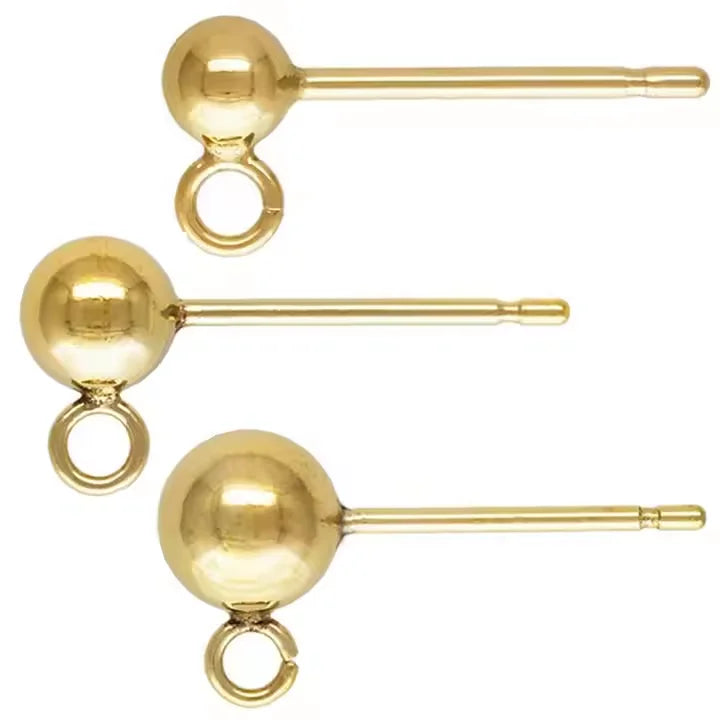 Hot Sale 14K Gold Filled Studs Earrings Round Ball Bead Earring for Women Jewelry Making Findings Wholesale