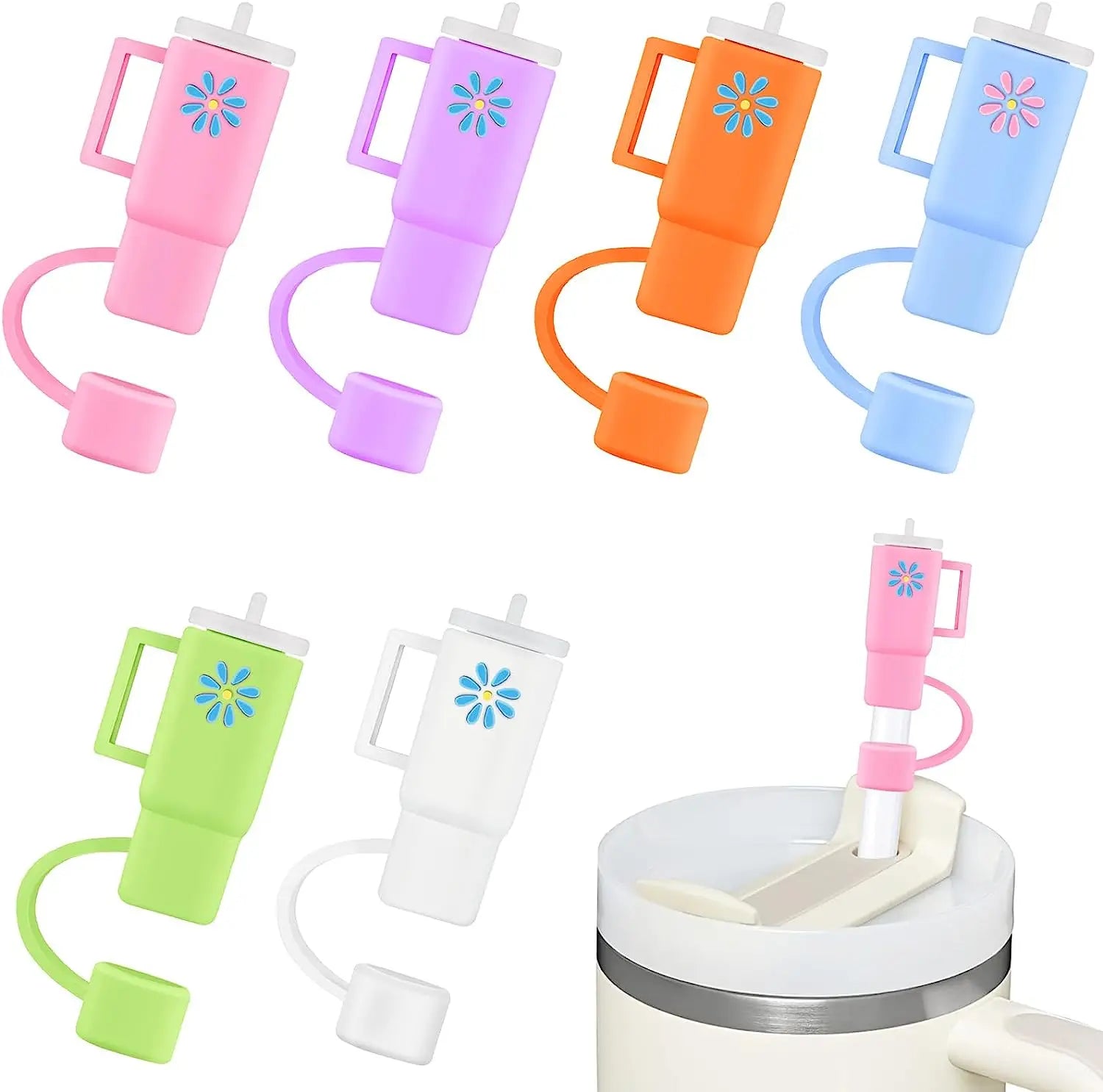 Customizable Dust-Proof Leak-proof Reusable Drinking Straw Tips Straw Cover for Tumbler Cup