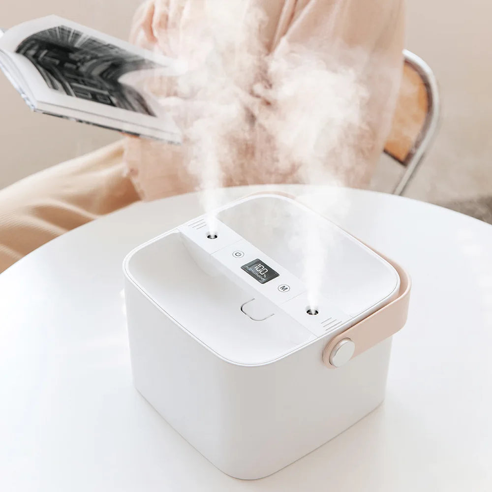 Digital Display 2.5L Double Nozzle Ultrasonic Air Humidifier 4000mAh Rechargeable Wireless Cool Mist for Home Office