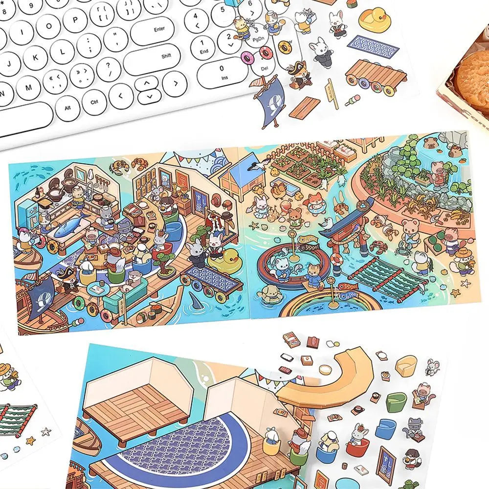 3pcs/pack Stickers Stickers Today's Business in the Eighth Series of Landscape Handbook DIY Decorative Stickers