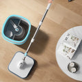 360Â° Rotation Mop and Bucket System Square Spinning Mops Floor Cleaning Flat Washable Mop Pads Set With Plastic Basket