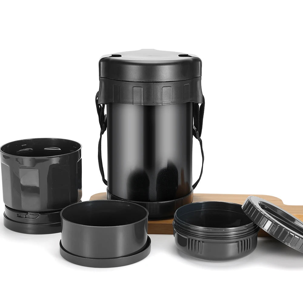 2000ml Outdoor Portable Leakproof Stainless Steel Long-term Thermal Food Flask for Hot Food With Straps