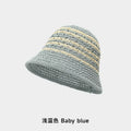 2025 New Summer Hollow Out Women Fisherman Hat Breathable Bucket Sun Hat Stripes Fashionable Bucket Hat