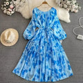 Wholesale Dress Womens Clothing Lady Dresses Women Floral Print Solid Color Long Sleeved Casual Holiday Dress