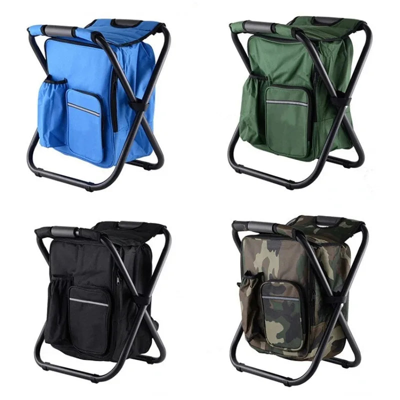 JSJM Hot Foldable Stainless Steel Chair Cooler Bag Multifunctional Outdoor Furniture Camping Stool Park Modern Design Wholesale