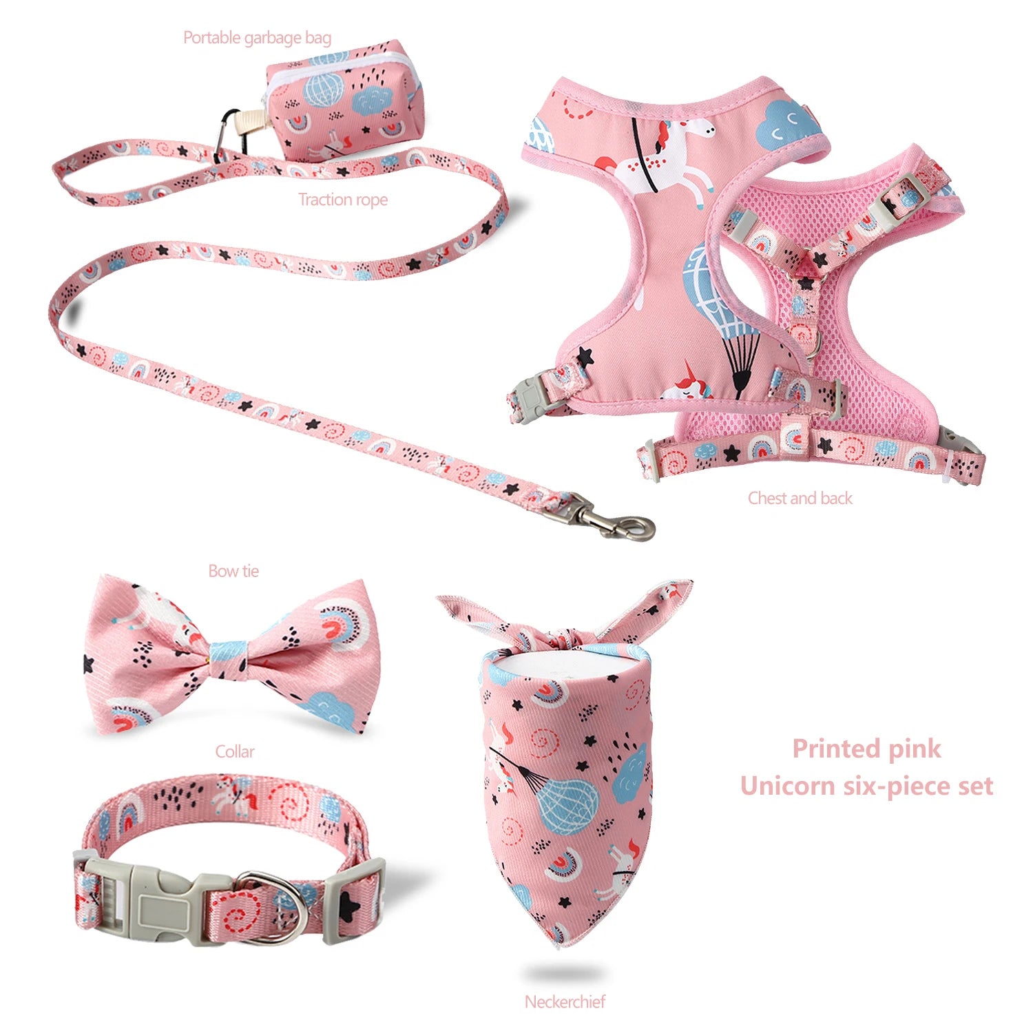 Trending Pet Products Luxury Supplies for Dogs Cats Buckle Dog Collar and Leash Set Nylon Custom Pattern Bandana Pet Accessories