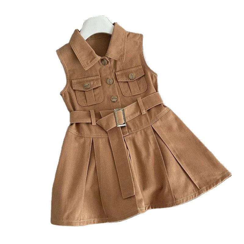 Korean New Fashion Summer Children Denim Skirt Sleeveless Casual Dresses for Girls