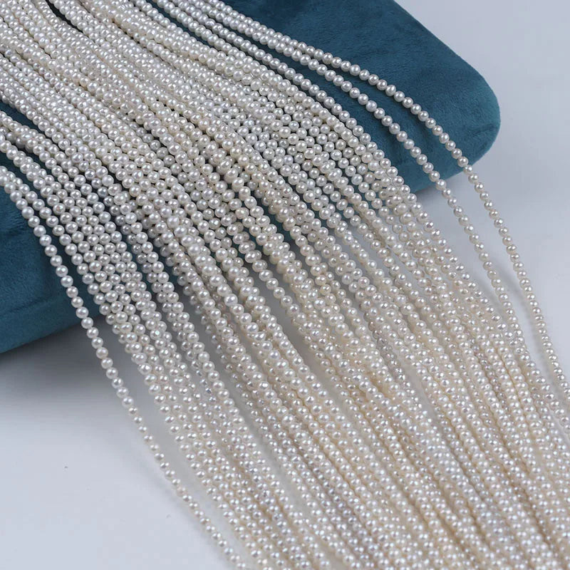 ZHUJI Natural 3.5-4mm White Round Freshwater Pearl Strand Third Party Certified for Jewelry Making 7g