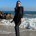 New Fashion Black Moderate Burkini Loose Long Robe Dress Muslim Burkini Women's Swimwear Set
