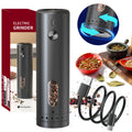 MUYI Black Plastic Pepper Mill Automatic Rechargeable Pepper Grinder External Adjustable Pepper Grinder