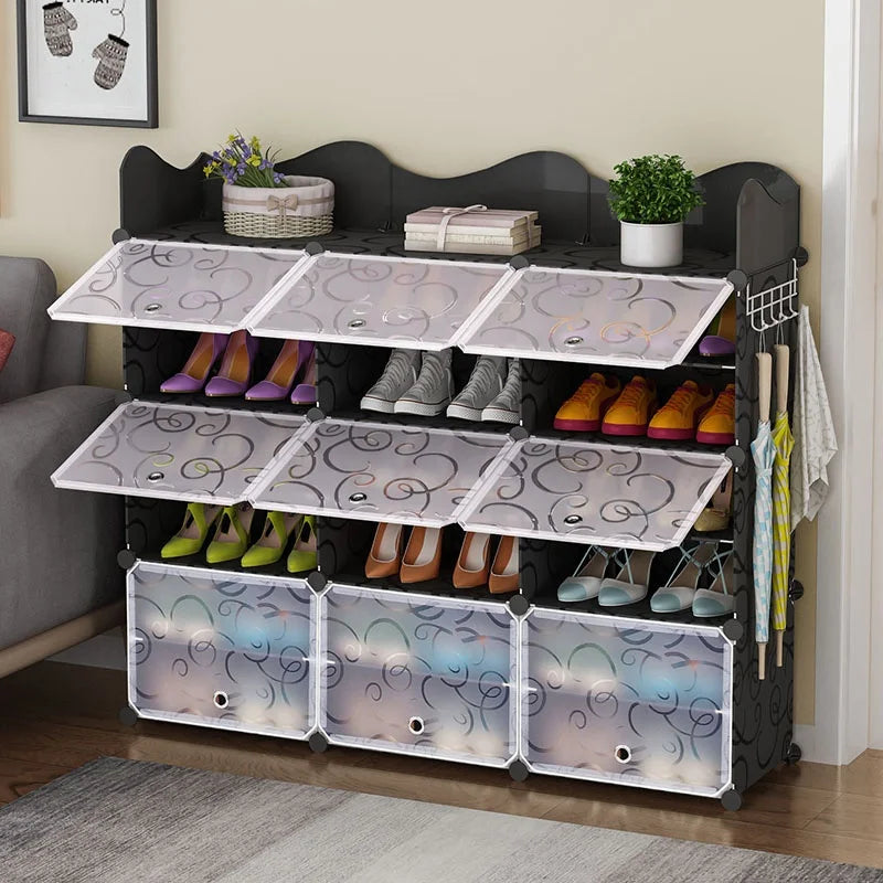 Modern Portable DIY Plastic Shoe Rack Shelf Multi-Layer Easy Storage Cabinet Mult-Purpose for Living Room or Hospital Use