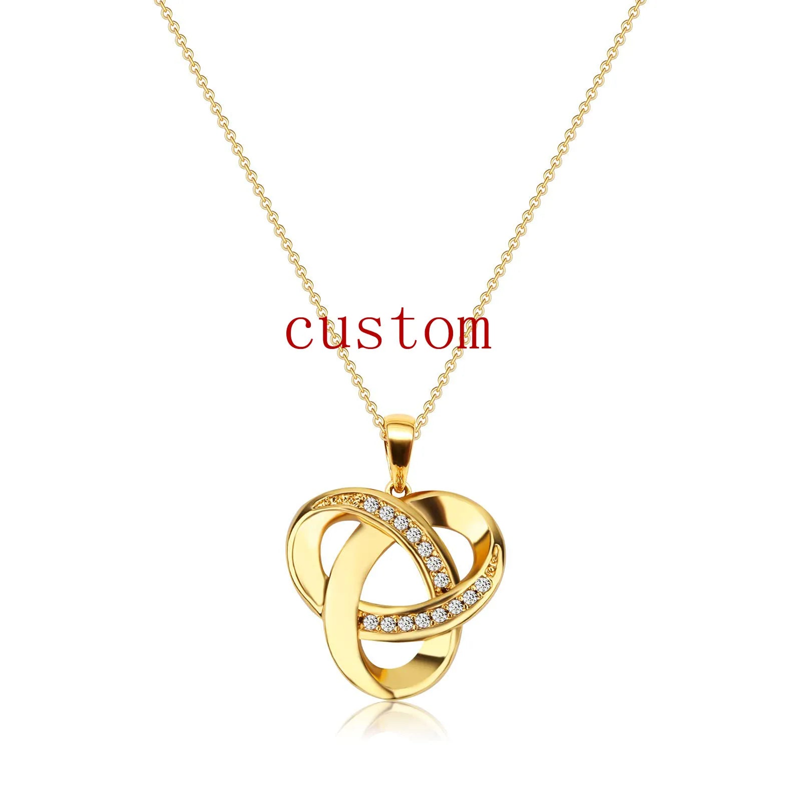 Custom 925 Sterling Silver Love Knot Pendant Necklace with Diamond Accent Fashionable Collar Para Mujer for Parties