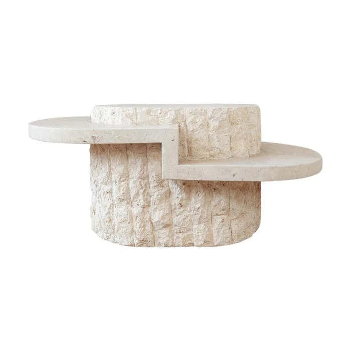 Modern Luxury Travertine Coffee Stone for Table Dining and Villa Use Elegant Oval Shape Polished Surface Big Slab Stone