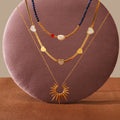 Fashionable Women's Necklace Natural Stone Heart Sun Pendant 18K Gold Waterproof Stainless Steel Hot Sale Snake Chain Jewelry