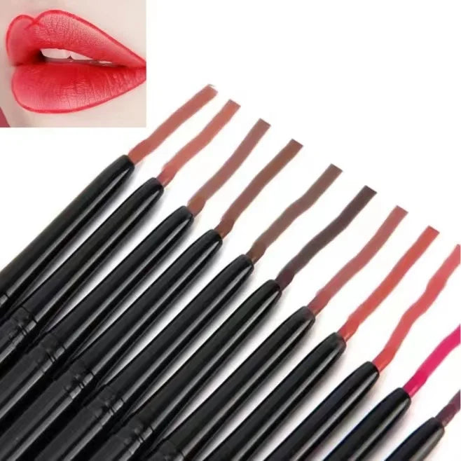 Customizable Organic Vegan Waterproof Lip Liner Pencil 12 Colors Black Brown Retractable Mineral Ingredients OEM/ODM Private