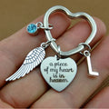 Initial Birthstone a Piece of My Heart Is in Heaven Key Chain Loss of Loved One Key Chain Grandma Memorial Keychain