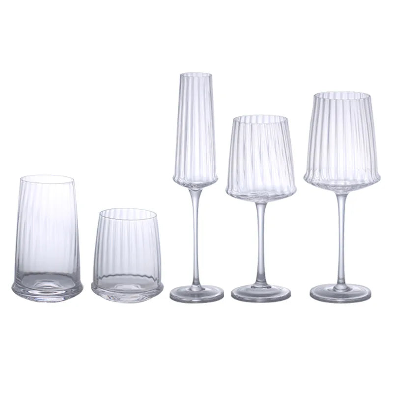 Wholesale Unique Crystal Lace Wedding Gift Set Ribbed Goblet for Christmas Weddings
