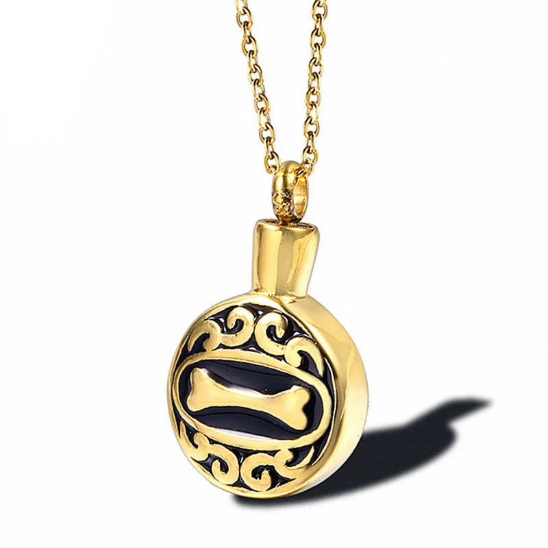 316L Stainless Steel Pet Memorial Urn Necklace Dog Bone Cremation Keepsake Pendants Fashionable Ashes Jewelry Pendants Charms