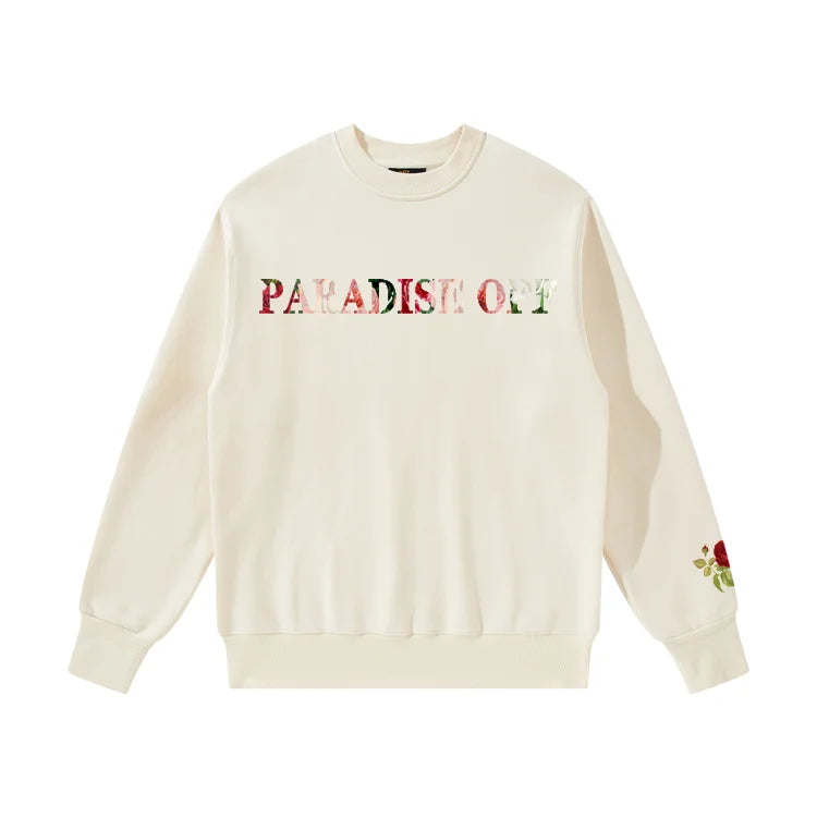 Beige French Terry Cotton Crewnecks Sweatshirt Custom Printing Heavyweight Crewneck Sweatshirt