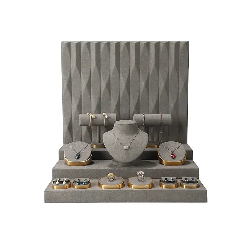 Fashion Gray High-end Metal Jewelry Display Stand Jewelry Display Props Necklace Jewelry Stand Display Set