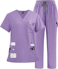 72% Polyester 21% Viscose 7% Spandex 200G V-Neck Top and Drawstring Scrub Pant Premium Quick Drying Hospital Uniform